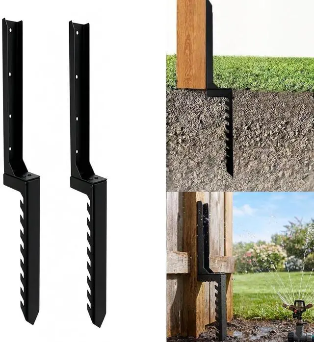 Main image of 2-Pack Serrated Steel Fence Post Repair Kit | Serrated-Shaped Steel Repair Stakes with Serrated Surface to Prevent Loosening for Stabilizing Loose & Leaning Wooden Fences