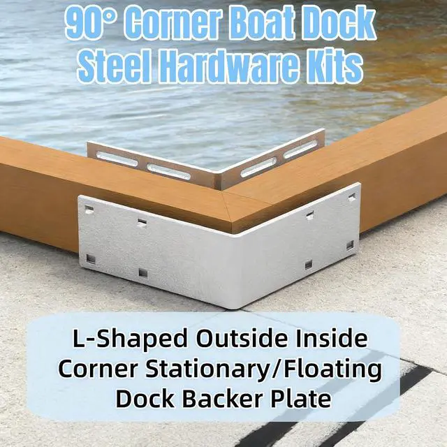 Alt view image 6 of 6 - Heavy Duty Galvanized Dock Hardware Kit, 90° Corner Boat Dock Steel Hardware Kits for Stabilizing Frame Heavy Duty L-Shaped Outside Inside Corner for Stationary/Floating Dock Backer Plate