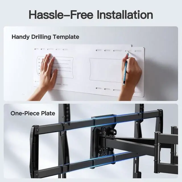 Alt view image 6 of 7 - Full Motion TV Wall Mount for 42-97 TVs up to 165lbs, TV Mount Bracket with Dual Articulating Arms Swivel Tilt Extension, Max VESA 800x400mm, Fits 1618 to 24" Studs, PSXFK1