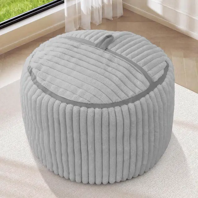 Alt view image 3 of 7 - Bean Bag Chair 2FT Bean Bag Chairs with Memory Foam Filled,2' Small Comfy Beanbag Chair with Soft Faux Fur Cover,Comfy Bean Bag Sofa for Classroom,Living Room,Game Room,Bedroom-Light Grey
