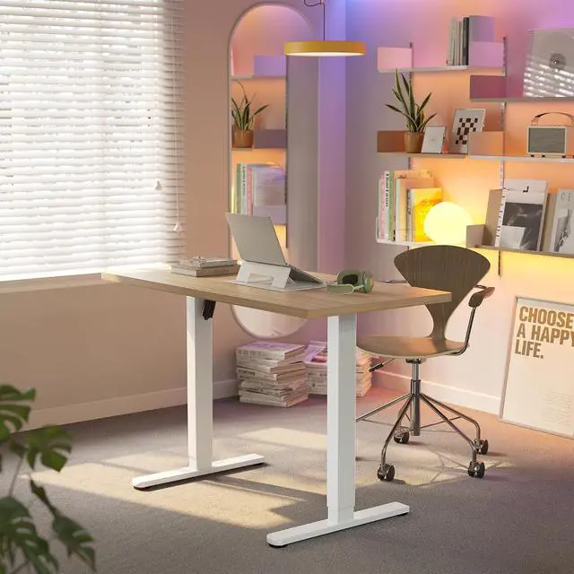 Alt view image 2 of 7 - 48x24 Inch Electric Standing Desk, Height Adjustable, Natural | Smooth Home Office Desk, 176lbs Capacity with 4 Memory Presets & Headphone Hooks. Easy to assemble Computer Gaming desk