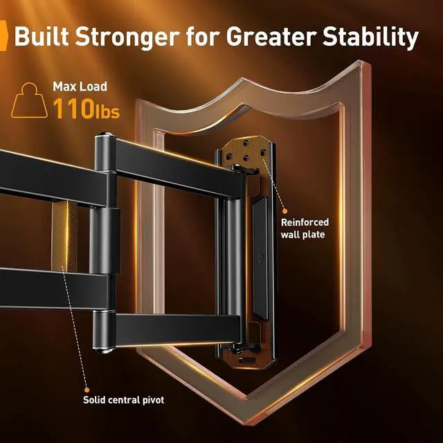 Alt view image 3 of 7 - Long Arm TV Wall Mount for 32-65 TVs, 37.4 Long Extension Corner TV Mount, Max VESA 400x400mm, Articulating Arms Full Motion Wall Mount Bracket with Swivel and Tilt, Holds up to 110 lbs