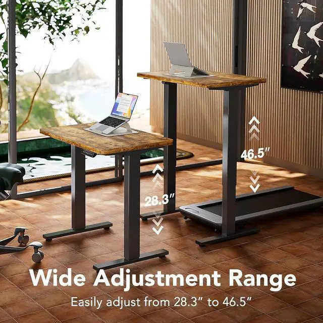 Alt view image 5 of 7 - 63 x 28 inch Electric Standing Desk Adjustable Height, 4 Memory Height Settings, Sit Stand Up Desk for Home Office & Computer Workstation, Rustic Brown