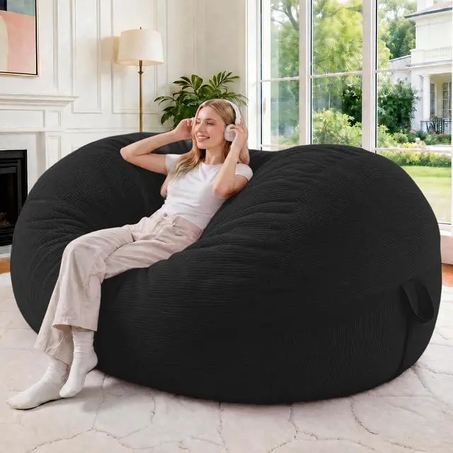 Main image of Bean Bag Chair, 4FT Large Bean Bag Chair with Removable Cover, Comfy Beanbag Chair with Memory Foam Filling, Bean Bag Sofa for Living Room Bedroom Reading Room, Black