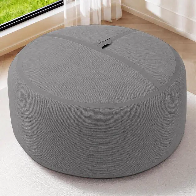 Alt view image 3 of 7 - Bean Bag Chair, 3FT Large Bean Bag Chair with Removable Cover, Comfy Beanbag Chair with Memory Foam Filling, Bean Bag Sofa for Living Room Bedroom Reading Room, Light Grey