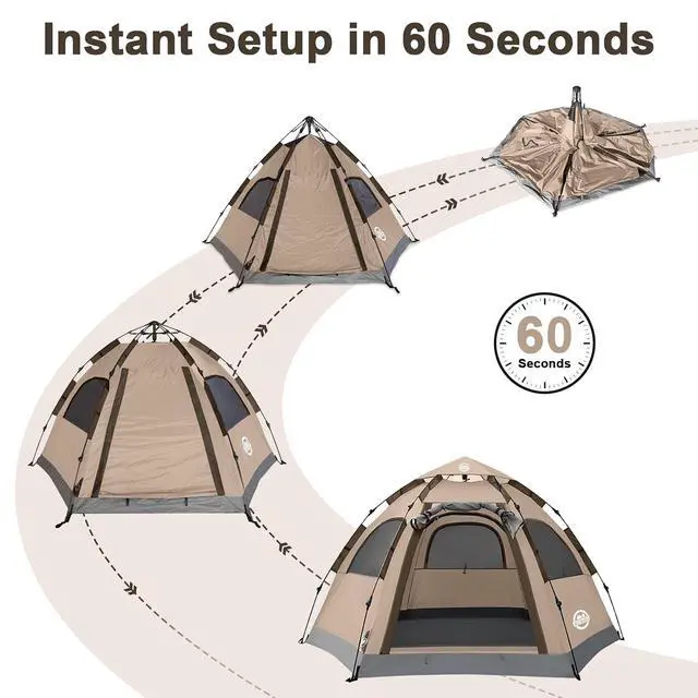 Alt view image 4 of 7 - Instant Tents for Camping 2/3/4/5 Person Tent Waterproof Easy Setup Sets Up Backpacking Tents with Carry Bag for Outdoor Hiking