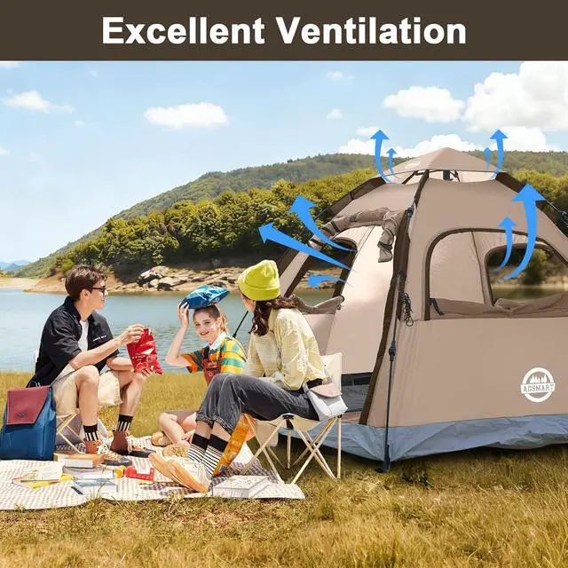 Alt view image 6 of 7 - Instant Tents for Camping 2/3/4/5 Person Tent Waterproof Easy Setup Sets Up Backpacking Tents with Carry Bag for Outdoor Hiking