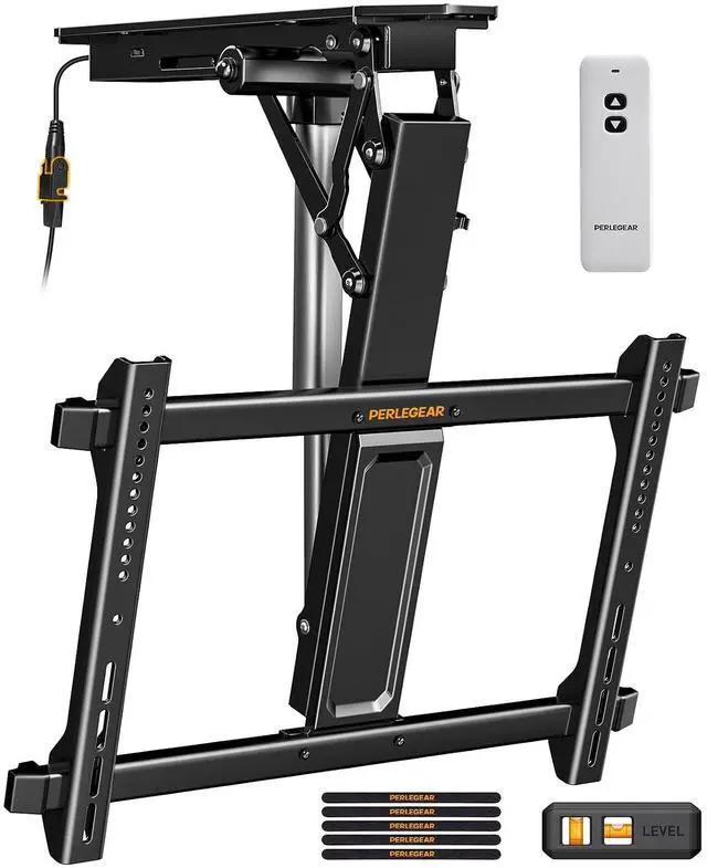 Main image of Electric Ceiling TV Mount with Remote for 32-70 inch Flat and Curved Screen TVs up to 88 lbs, Max VESA 600x400, Motorized TV Ceiling Mount Flip Down for Flat Roof, Drop Down Ceiling Mount