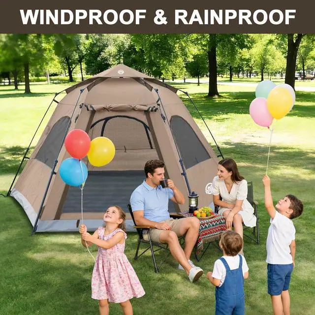 Alt view image 6 of 7 - Instant Tents for Camping 2/3/4/5 Person Tent Waterproof Easy Setup Sets Up Backpacking Tents with Carry Bag for Outdoor Hiking