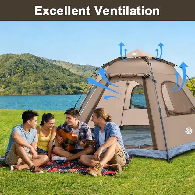 Alt view image 7 of 7 - Instant Tents for Camping 2/3/4/5 Person Tent Waterproof Easy Setup Sets Up Backpacking Tents with Carry Bag for Outdoor Hiking