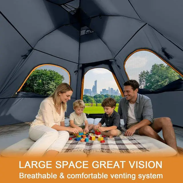 Alt view image 3 of 7 - Instant Tents for Camping 2/3/4/5 Person Tent Waterproof Easy Setup Sets Up Backpacking Tents with Carry Bag for Outdoor Hiking