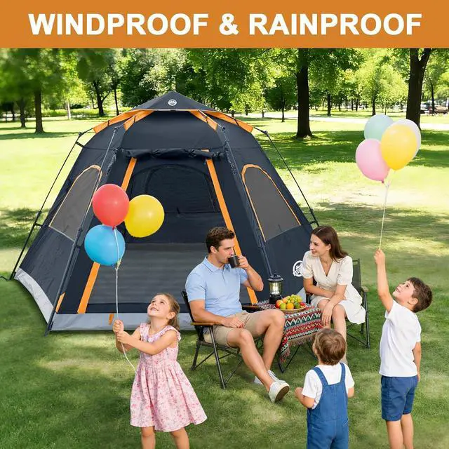 Alt view image 6 of 7 - Instant Tents for Camping 2/3/4/5 Person Tent Waterproof Easy Setup Sets Up Backpacking Tents with Carry Bag for Outdoor Hiking