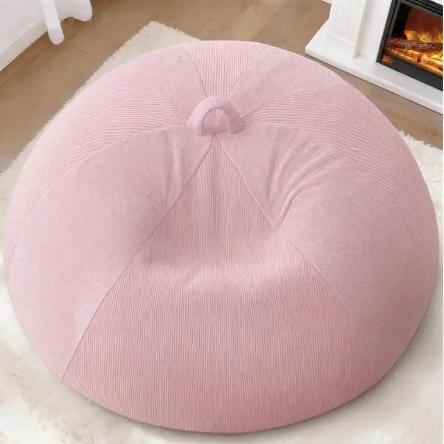 Alt view image 3 of 7 - 6FT Bean Bag Chair Teardrop Bean Bag Chairs for Adults beanbag with Memory Foam Filled with Dual-Tone Unique Combination Corduroy & Luxury Distressed Velvet Washable Cover,Velvet Pink
