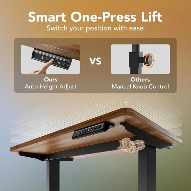 Alt view image 7 of 7 - Electric Standing Desk Adjustable Height, 4 Memory Height Settings, 40" x 24" Sit Stand Up Desk for Home Office & Computer Workstation, with Headphone Hook, Cable Manager, Walnut