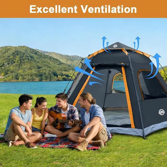 Alt view image 7 of 7 - Instant Tents for Camping 2/3/4/5 Person Tent Waterproof Easy Setup Sets Up Backpacking Tents with Carry Bag for Outdoor Hiking