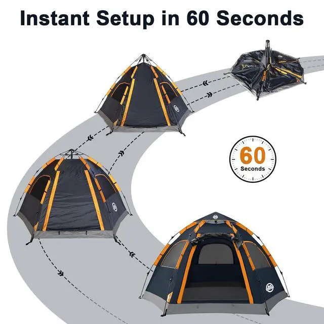 Alt view image 4 of 7 - Instant Tents for Camping 2/3/4/5 Person Tent Waterproof Easy Setup Sets Up Backpacking Tents with Carry Bag for Outdoor Hiking