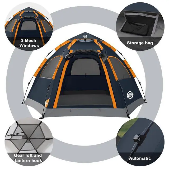 Alt view image 3 of 7 - Instant Tents for Camping 2/3/4/5 Person Tent Waterproof Easy Setup Sets Up Backpacking Tents with Carry Bag for Outdoor Hiking