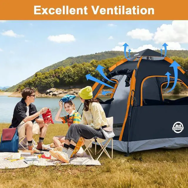 Alt view image 6 of 7 - Instant Tents for Camping 2/3/4/5 Person Tent Waterproof Easy Setup Sets Up Backpacking Tents with Carry Bag for Outdoor Hiking