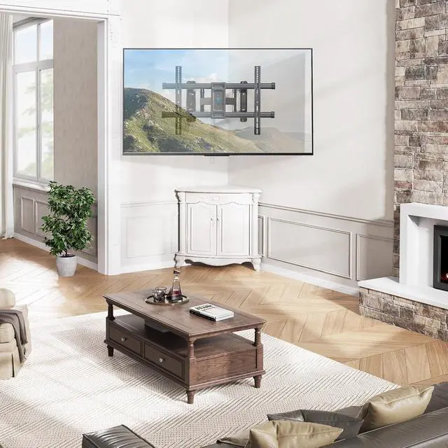 Alt view image 5 of 7 - Corner TV Wall Mount Full Motion, Corner TV Bracket Fits 37-70 Inch LED, LCD 4K Flat Curved Screen TVs Hold up to 99 lbs, Max VESA 600x400 Tilt, Swivel and Level, PSCLF1