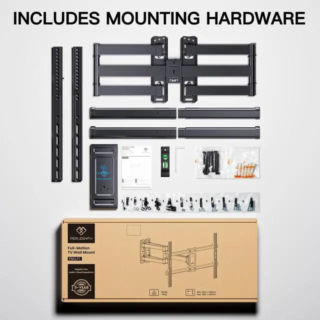 Alt view image 7 of 7 - Corner TV Wall Mount Full Motion, Corner TV Bracket Fits 37-70 Inch LED, LCD 4K Flat Curved Screen TVs Hold up to 99 lbs, Max VESA 600x400 Tilt, Swivel and Level, PSCLF1