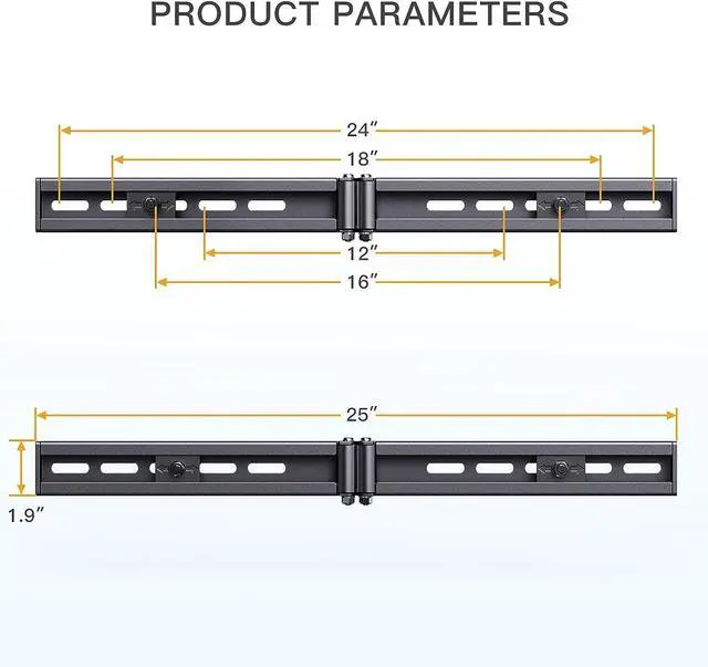 Alt view image 4 of 6 - TV Wall Mount Extension Bracket, 16'-24' Wood Stud Fitting, Universal TV Wall Plate, Sliding Bracket, Holds 132lbs - PGUE1
