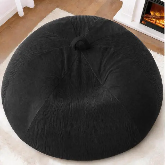 Alt view image 3 of 7 - 6FT Bean Bag Chair Teardrop Bean Bag Chairs for Adults beanbag with Memory Foam Filled with Dual-Tone Unique Combination Corduroy & Luxury Distressed Velvet Washable Cover,Velvet Black