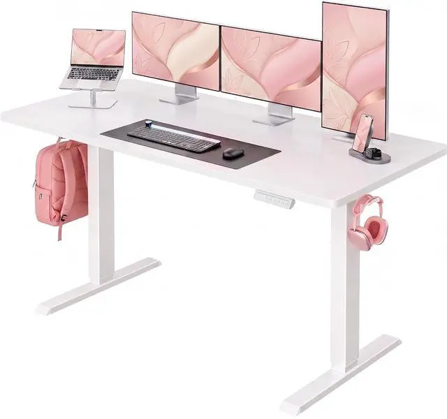 Main image of Electric Standing Desk,53" x 28" Height Adjustable Desk, 4 Memory Height Settings, Sit to Stand Up Desk for Home Office, with Headphone Hook, Cable Manager, White
