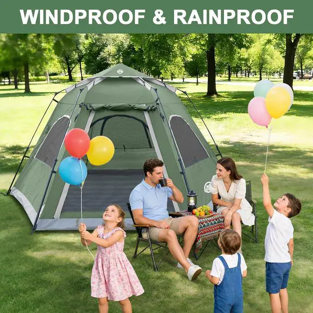 Alt view image 6 of 7 - Instant Tents for Camping 2/3/4/5 Person Tent Waterproof Easy Setup Sets Up Backpacking Tents with Carry Bag for Outdoor Hiking