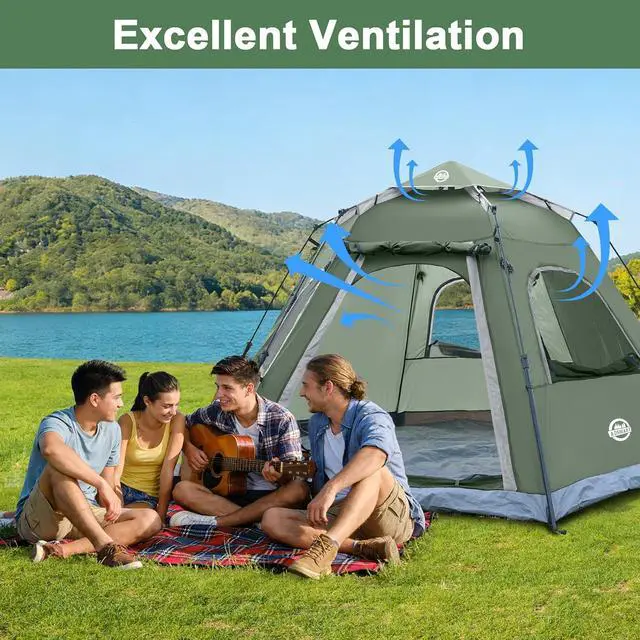 Alt view image 7 of 7 - Instant Tents for Camping 2/3/4/5 Person Tent Waterproof Easy Setup Sets Up Backpacking Tents with Carry Bag for Outdoor Hiking
