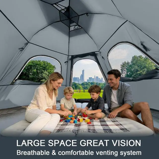 Alt view image 3 of 7 - Instant Tents for Camping 2/3/4/5 Person Tent Waterproof Easy Setup Sets Up Backpacking Tents with Carry Bag for Outdoor Hiking