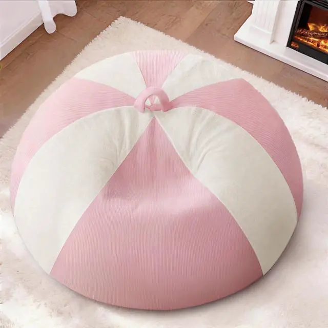 Alt view image 3 of 7 - 5FT Bean Bag Chair Teardrop Bean Bag Chairs for Adults beanbag with Memory Foam Filled with Dual-Tone Unique Combination Corduroy & Luxury Distressed Velvet Washable Cover,Velvet Pink & White