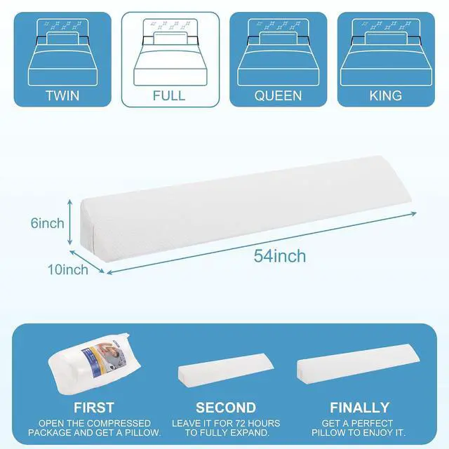 Alt view image 6 of 7 - Full Size Bed Wedge Pillow for Headboard, Bed Gap Filler(0-8"), Memory Foam Mattress Wedge Pillow Triangle Bloster for Sleeping, Close The Gap Between Headboard and Mattress Space Filler