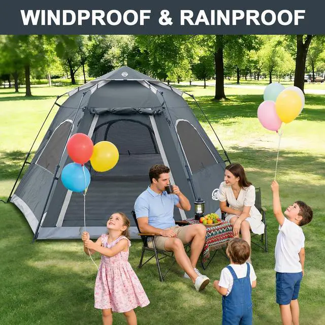 Alt view image 6 of 7 - Instant Tents for Camping 2/3/4/5 Person Tent Waterproof Easy Setup Sets Up Backpacking Tents with Carry Bag for Outdoor Hiking