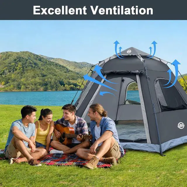 Alt view image 7 of 7 - Instant Tents for Camping 2/3/4/5 Person Tent Waterproof Easy Setup Sets Up Backpacking Tents with Carry Bag for Outdoor Hiking