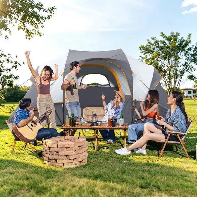 Alt view image 6 of 7 - 10 Person Camping Tent - Large Family Tent for Camping, Easy Set Up Portable Dome Tent, Windproof Outdoor Tent for Hiking, Backpacking, Traveling, 14'x11'x74''(H)