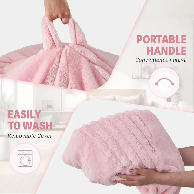 Alt view image 6 of 7 - 6FT Bean Bag Chairs Teardrop Bean Bag Chairs for Adults Beanbag Chair with Memory Foam Filled Soft Stripe Leaf alongside Plush Faux Fur Washable Cover for Dorm, Bedroom(Stripe PK)