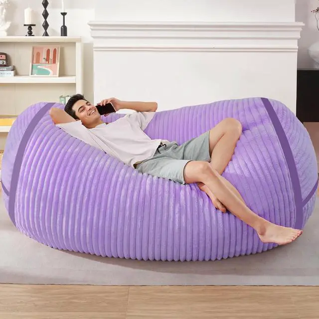 Alt view image 3 of 6 - Bean Bag Chair 6FT Bean Bag Chairs with Memory Foam Filled,6' Small Comfy Beanbag Chair with Soft Faux Fur Cover,Comfy Bean Bag Sofa for Classroom,Living Room,Bedroom-Purple