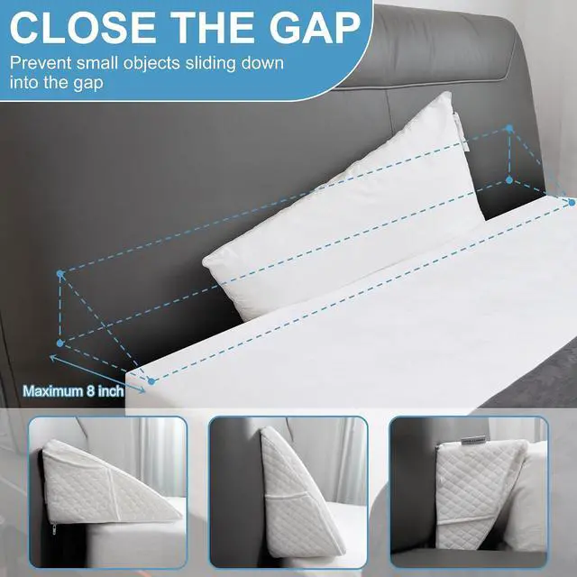Alt view image 3 of 7 - Full Size Bed Wedge Pillow for Headboard, Bed Gap Filler(0-8"), Memory Foam Mattress Wedge Pillow Triangle Bloster for Sleeping, Close The Gap Between Headboard and Mattress Space Filler