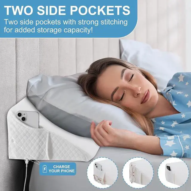 Alt view image 2 of 7 - Full Size Bed Wedge Pillow for Headboard, Bed Gap Filler(0-8"), Memory Foam Mattress Wedge Pillow Triangle Bloster for Sleeping, Close The Gap Between Headboard and Mattress Space Filler