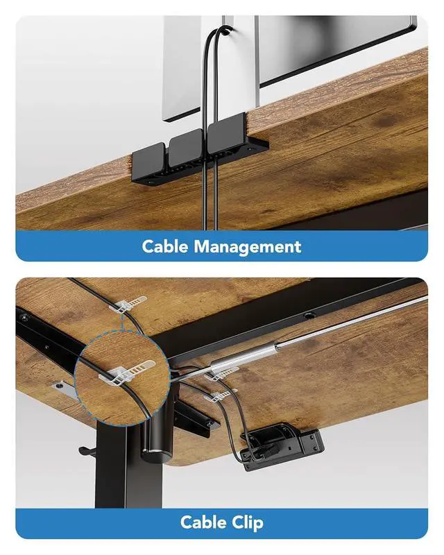 Alt view image 6 of 7 - Electric Standing Desk,47" x 28" Height Adjustable Desk, 4 Memory Height Settings, Sit to Stand Up Desk for Home Office, with Headphone Hook, Cable Manager, Black