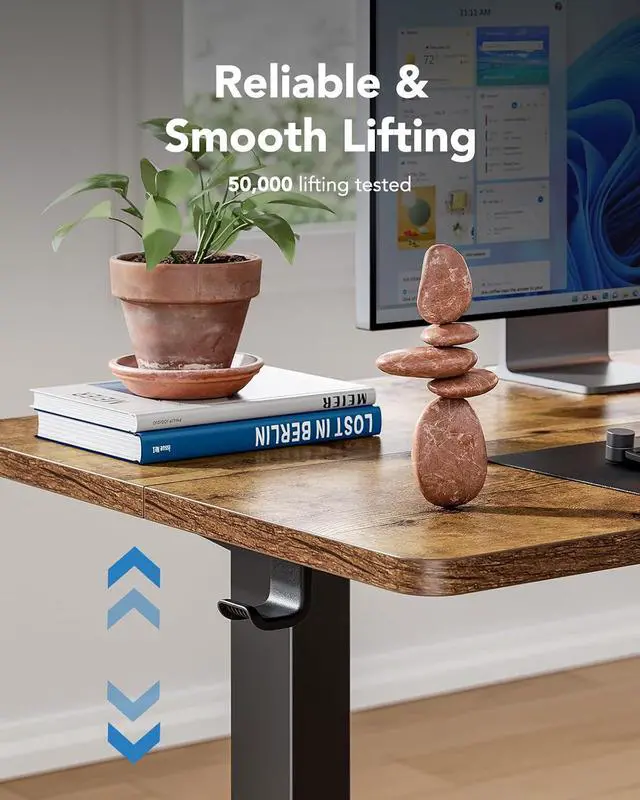 Alt view image 7 of 7 - Electric Standing Desk,47" x 28" Height Adjustable Desk, 4 Memory Height Settings, Sit to Stand Up Desk for Home Office, with Headphone Hook, Cable Manager, Black