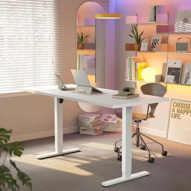 Alt view image 2 of 7 - 71 x 30 inch Electric Standing Desk Adjustable Height, 4 Memory Height Settings, Sit Stand Up Desk for Home Office & Computer Workstation, White