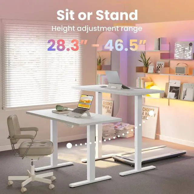 Alt view image 4 of 7 - Electric Standing Desk,40" x 24" Height Adjustable Desk, 4 Memory Height Settings, Sit to Stand Up Desk for Home Office, with Headphone Hook, Cable Manager, White