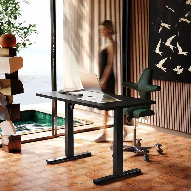 Alt view image 2 of 7 - 55 x 28 inch Electric Standing Desk Adjustable Height, 4 Memory Height Settings, Sit Stand Up Desk for Home Office & Computer Workstation, Black