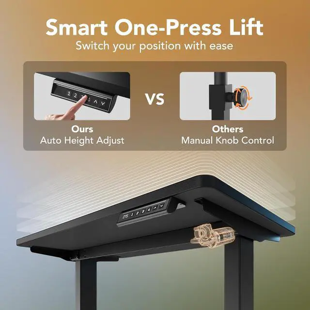 Alt view image 3 of 7 - Electric Standing Desk,48" x 24" Height Adjustable Desk, 4 Memory Height Settings, Sit to Stand Up Desk for Home Office, with Headphone Hook, Cable Manager, Black