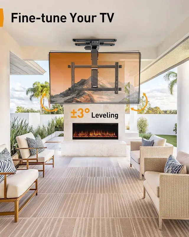 Alt view image 7 of 7 - Electric Ceiling TV Mount with App & Remote, Motorized Ceiling Mount Full Motion for 32-75 Flat and Curved TVs up to 110 lbs, Max VESA 600x400mm, Flip Down TV Mount for Flat Roof, PGCM12B