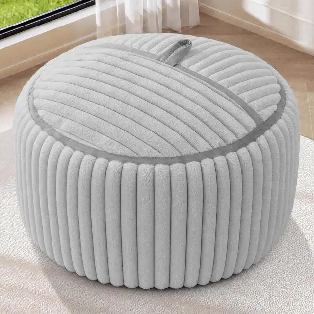 Alt view image 3 of 7 - Bean Bag Chair 3FT Big Bean Bag Chairs for Adults with Memory Foam Filled,3'Beanbag Chair with Soft Faux Fur Cover,Comfy Bean Bag Sofa for Classroom,Living Room,Game Room,Bedroom-Light Grey
