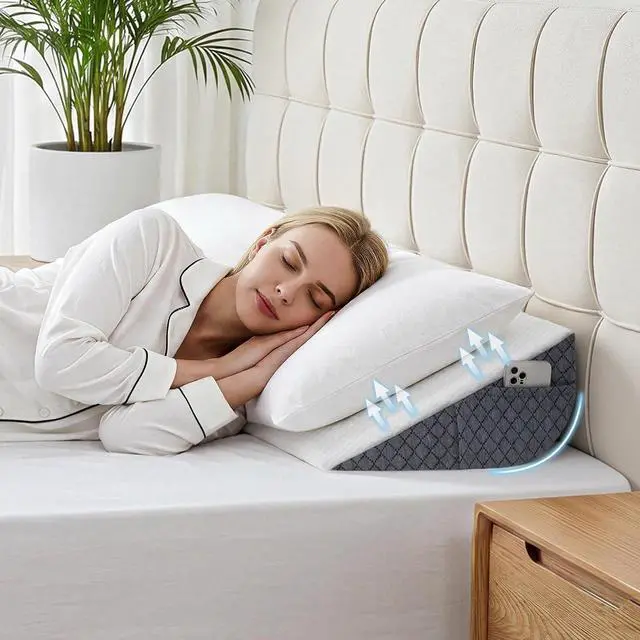 Main image of Queen Size Bed Wedge Pillow for Headboard, Mattress Gap Filler for 0-8" Gap, High-Density Foam with Grip Dots & Side Pockets, Headboard Wedge Pillow (White)
