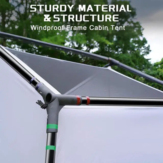 Alt view image 5 of 7 - 6-8 Person Camping Tent, Portable Cabin Tent for Camp, Windproof Fabric Easy Set Up Family Tent Outdoor for Hiking, Backpacking, Traveling