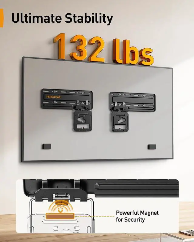 Alt view image 4 of 7 - Low Profile Fix TV Wall Mount for 42- 86 Flat and Neo QLED Frame TVs, Only 0.3 Ultra Slim TV Wall Mount, Flush Mount Flat TV Mount Bracket, Holds up to 132 lbs